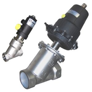 Pneumatic Angle Seat Valve, Polyamide Servo - NC - PTFE - Stainless Steel - 16 BAR - Screwed