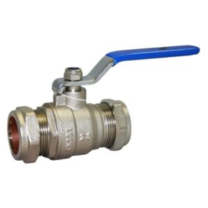Compression End Brass Ball Valve - WRAS - Blue Lever - Size 15mm to 54mm