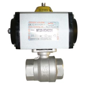 Stainless Steel Ball Valve – 3 Piece – Screwed BSPP – Single Acting Pneumatic Actuator