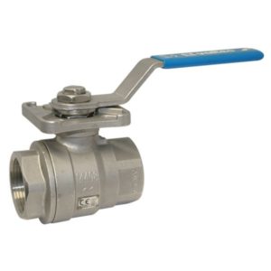 Stainless Steel Ball Valve - 2 Piece - Screwed BSPP - Full Bore - PTFE Seats + Seals - ISO Top