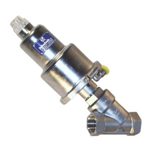 Pneumatic Angle Seat Piston Valve - NC - PTFE - All Stainless Steel - 16 BAR - Screwed (Gas)